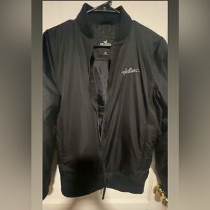Hollister Black Zip-Up Bomber with Logo Patch